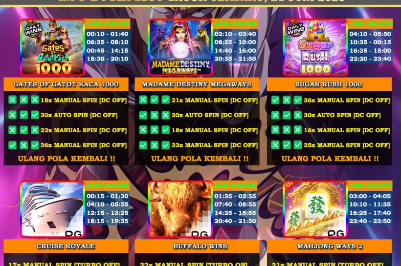 Info Slot Gacor Mudah Menang 21 JUNI 2025 INFO-&-POLA-SLOT-GACOR-OYEN4D-21-JUNI-2025