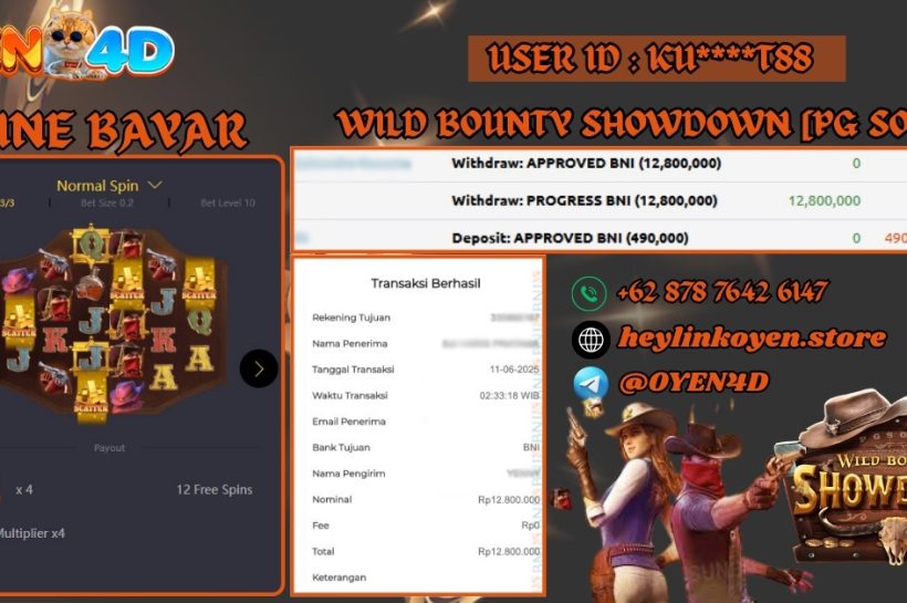 Selamat Kepada KU****T88 Atas Kemenangan Di WILD BOUNTY SHOWDOWN PG Soft IDR 12.800.000 OYEN4D-BUKTI-JP-PEMAIN-WILD-BOUNTY-SHOWDOWN-PG-SOFT
