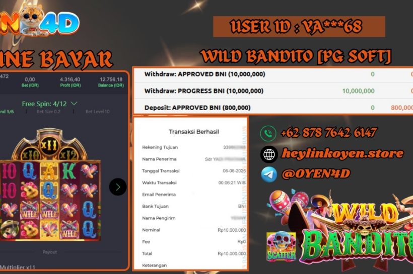 OYEN4D-BUKTI-JP-PEMAIN-WILD-BANDITO-PG-SOFT