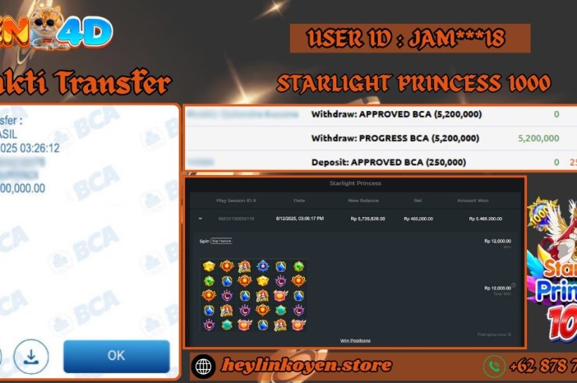 Selamat Kepada JAM***18 Atas Kemenangan Di Starlight Princess 1000 Pragmatic Play IDR 5.200.000 OYEN4D-BUKTI-JP-PEMAIN-STARLIGHT-PRINCESS-1000-PRAGMATIC-PLAY