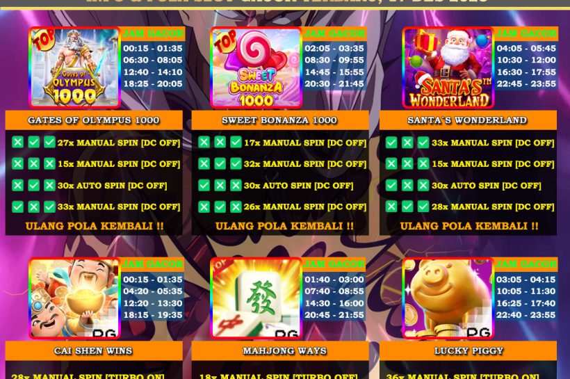 Slot game schedule and promotions